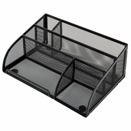 Подставка-органайзер BRAUBERG "Germanium", 5 секций, 255х180х105 мм, металл, черная, 237973 - Подставки канцелярские без наполнения