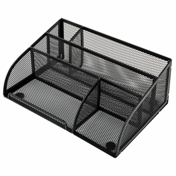 Подставка-органайзер BRAUBERG "Germanium", 5 секций, 255х180х105 мм, металл, черная, 237973 - Подставки канцелярские без наполнения