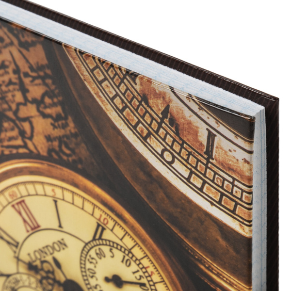 Блокнот А5 (135х206 мм), 96 л., твердый переплет, ламинированная обложка, клетка, BRAUBERG, "Время", 123247 - Блокноты в книжном переплете