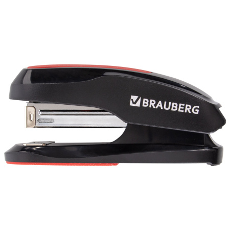 Степлер №24/6, 26/6 BRAUBERG "Extra", до 30 листов, черно-красный, 229085 - Степлеры настольные