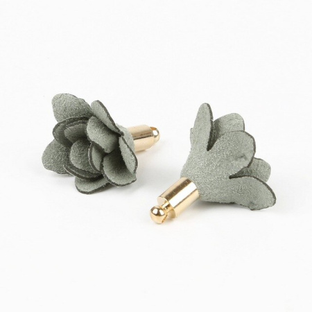 Подвеска из замши серо-зеленого цвета 2,5 см, 3 шт