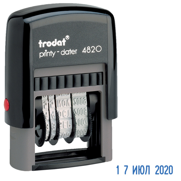 Датер-мини месяц буквами, оттиск 22х4 мм, синий, TRODAT 4820, корпус черный, 73930 - Датеры