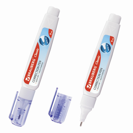 Ручка-корректор BRAUBERG, 9 мл, металлический наконечник, 221675 - Корректирующие ручки