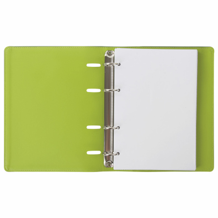 Тетрадь на кольцах А5 (180х220 мм), 120 листов, под кожу, клетка, BRAUBERG "Joy", зелёный/светло-зелёный, 129991 - Тетради на кольцах и сменные блоки к ним