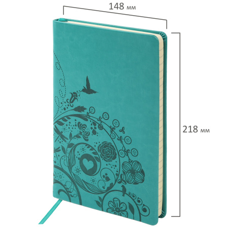 Блокнот А5 (148х218 мм), BRAUBERG "Feelings", 128 л., кожзаменитель с тиснением, линия, ассорти, 125237 - Бизнес-блокноты и бизнес-тетради