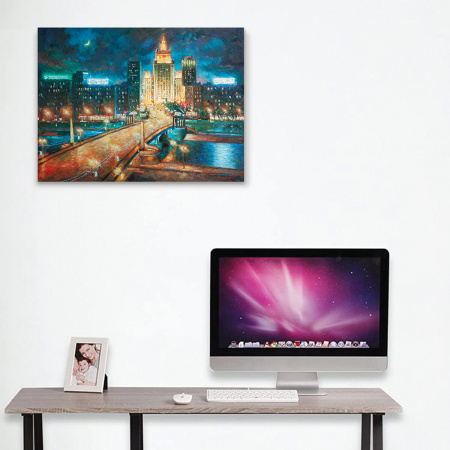 Картина стразами (алмазная мозаика) 40х50 см, ОСТРОВ СОКРОВИЩ "Ночная Москва", на подрамнике, 662594 - Алмазная вышивка