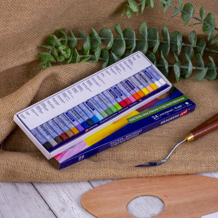 Пастель масляная художественная BRAUBERG ART CLASSIC, 24 цвета, круглое сечение, 181448 - Пастель художественная в наборах