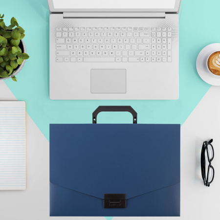 Портфель пластиковый STAFF А4 (320х225х36 мм), без отделений, синий, 229240 - Портфели пластиковые