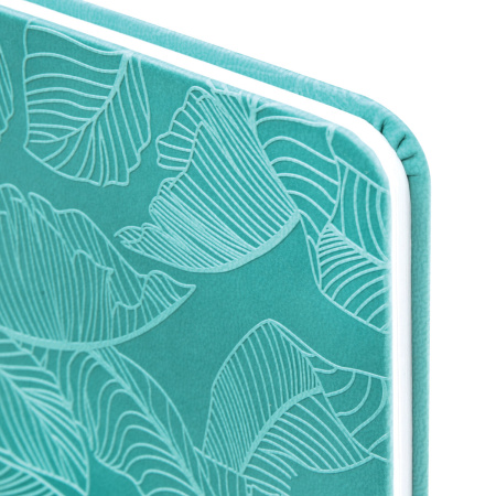 Еженедельник датированный 2024 МАЛЫЙ ФОРМАТ 95х155 мм А6, BRAUBERG "Foliage", под кожу, бирюзовый, 115052 - Еженедельники