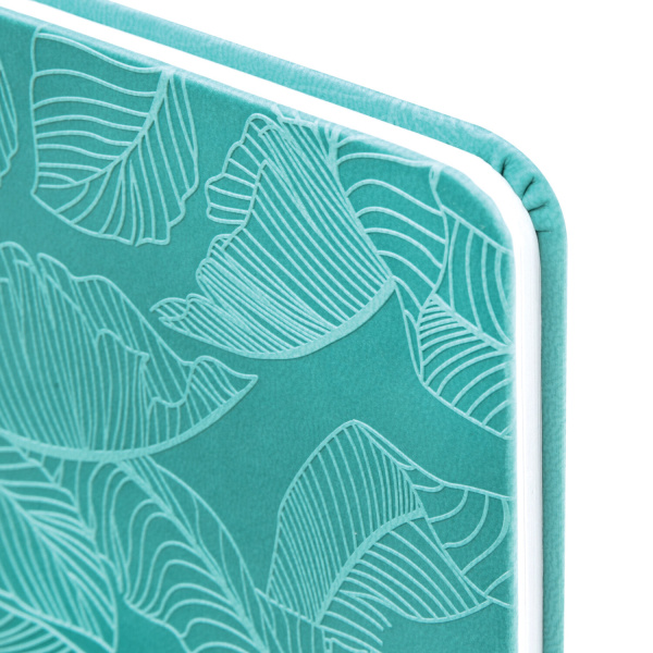 Еженедельник датированный 2024 МАЛЫЙ ФОРМАТ 95х155 мм А6, BRAUBERG "Foliage", под кожу, бирюзовый, 115052 - Еженедельники