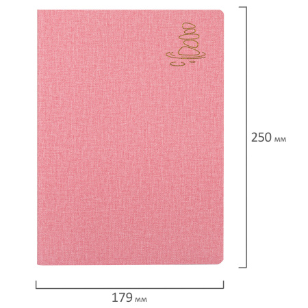 Тетрадь 60 л. в клетку обложка кожзам под рогожку, сшивка, B5 (179х250мм), РОЗОВЫЙ, BRAUBERG HARMONY, 403840 - Тетради более 60 листов
