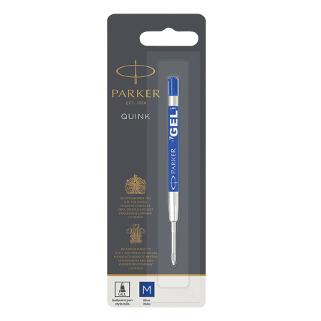 Стержень гелевый PARKER "Quink Gel", металлический, 98 мм, узел 0,7 мм, блистер, синий, 1950346 - Стержни для ручек гелевых