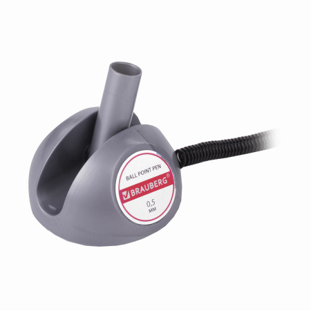 Ручка шариковая настольная BRAUBERG "Counter Pen", СИНЯЯ, пружинка, корпус серебристый, 0,5 мм, 143258 - Ручки шариковые на подставке