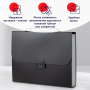 Папка-портфель пластиковая BRAUBERG "Energy" А4 (330х256х32 мм), 7 отделений, черная, 221204 - Портфели пластиковые