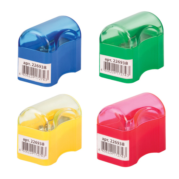 Точилка ПИФАГОР с контейнером, пластиковая, "Сундучок", цвет корпуса ассорти, 226938 - Точилки ручные