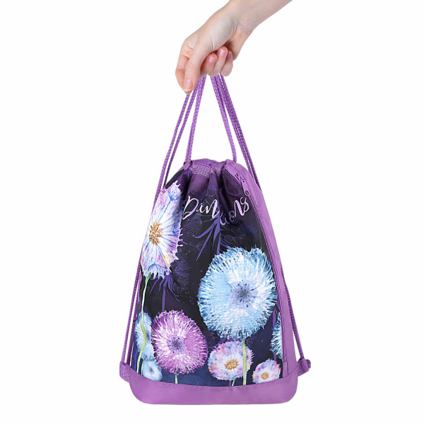 Мешок для обуви ЮНЛАНДИЯ с ручками, боковой карман на молнии, 46х36 см, "Flowers", 271065 - Мешки для обуви