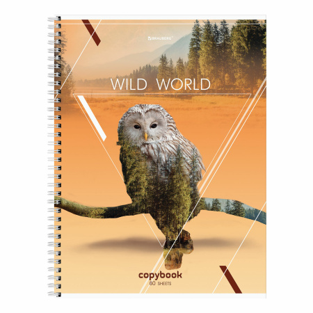 Тетрадь А4, 80 л., BRAUBERG, гребень, клетка, глянцевый лак, WILD, 404052 - Тетради формата А4