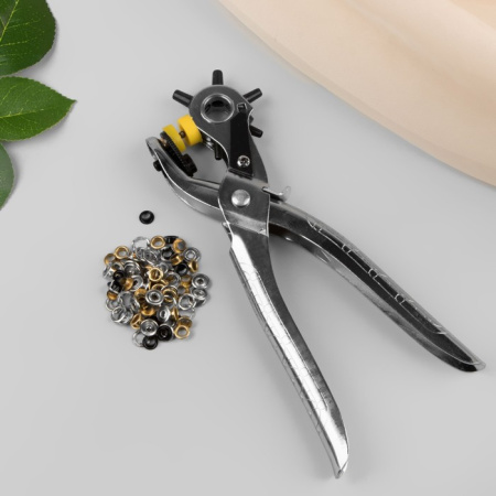 Щипцы-пробойник для установки блочек и кнопок, 21*9 см, с блочками и кнопками