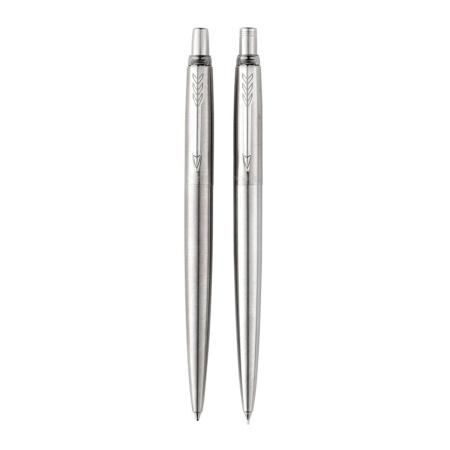 Набор PARKER "Jotter Stainless Steel CT": шариковая ручка синяя и механический карандаш, 2093256 - Подарочные ручки в наборах
