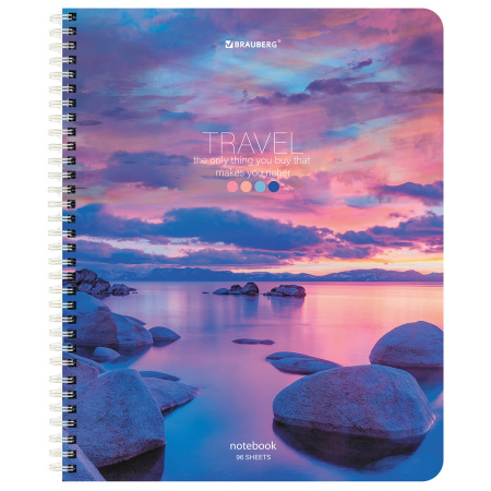 Тетрадь А5, 96 л., BRAUBERG, гребень, клетка, "Travel" (микс в спайке), 404426 - Тетради более 60 листов