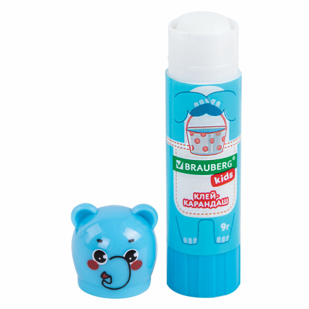 Клей-карандаш "Зверята: панда, слон, леопард", 9 г, фигурный колпачок, BRAUBERG KIDS, 271139 - Клей-карандаш