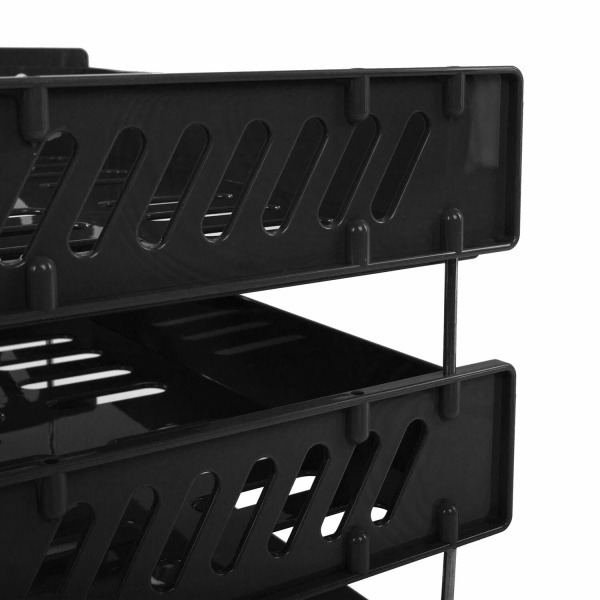 Лотки горизонтальные для бумаг, КОМПЛЕКТ 3 шт., 335х232х246 мм, черный, BRAUBERG FILE, 238107, ЛТ561 - Лотки горизонтальные (поддоны)