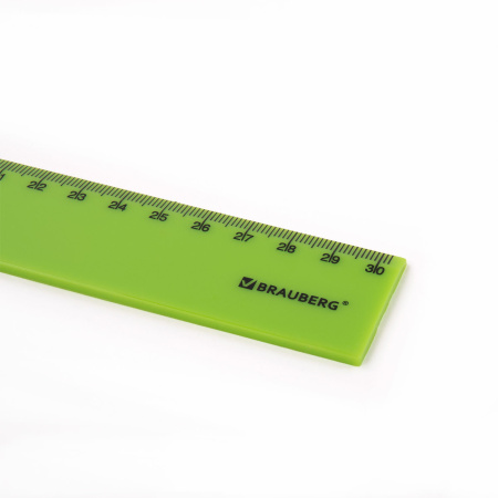 Линейка пластиковая 30 см BRAUBERG "NEON", непрозрачная, 1 шт, 210751 - Линейки