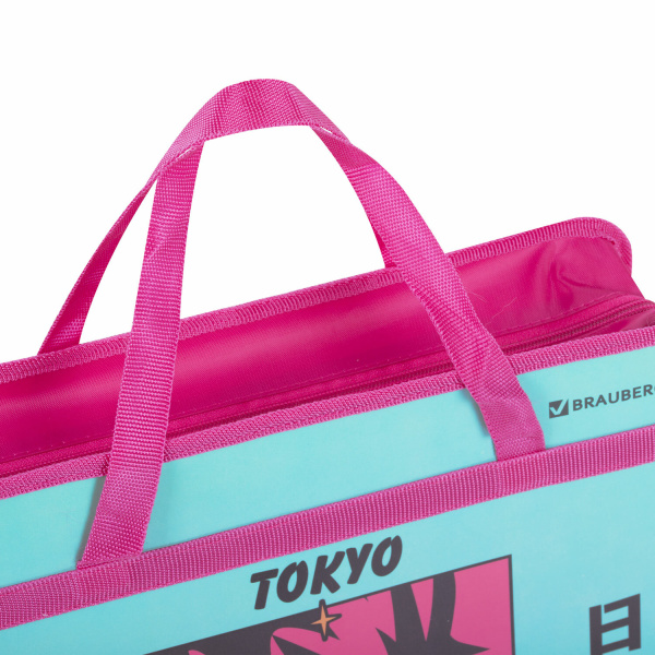 Папка на молнии с ручками BRAUBERG А4, 1 отделение, пластик, 80 мм, "Anime city", 271468 - Папки-сумки с ручками