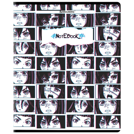 Тетрадь А5, 48 л., BRAUBERG, скоба, клетка, глянцевый лак, "Аниме", 1 шт, 404347 - Тетради 40-48 листов