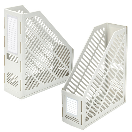 Лоток вертикальный для бумаг BRAUBERG "Office-Expert", 90 мм, сетчатый, сборный, серый, 238020 - Лотки вертикальные (стойки-уголки)