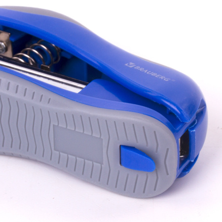 Степлер №10 BRAUBERG "JET", до 15 листов, эргономичный, сине-серый, 229687 - Степлеры настольные