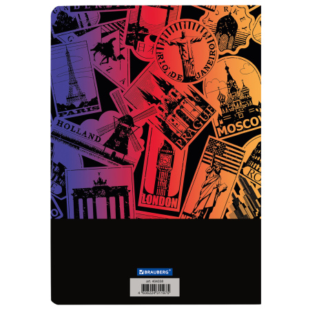 Тетрадь-словарь для записи английских слов, А5, 60 л., КОЖЗАМ, сшивка, клетка, "World", BRAUBERG, 404038 - Тетради предметные