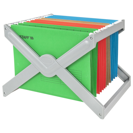 Подставка для подвесных папок STAFF, до 50 папок А4 / Foolscap, 406х307х290 мм, серая, 270939 - Подставки для подвесных папок