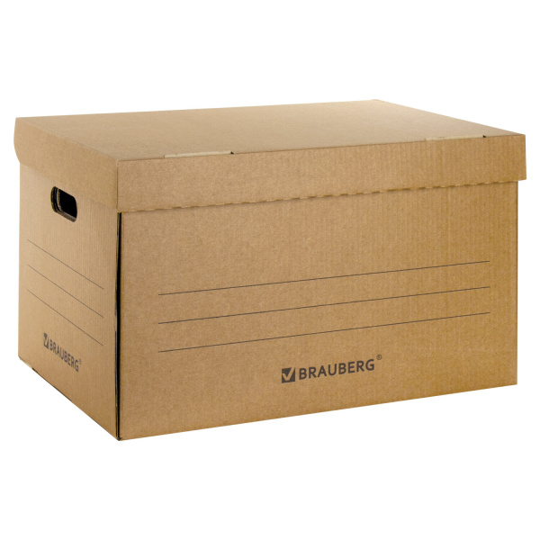 Короб архивный "Делопроизводство" (325х480х295 мм), с крышкой, гофрокартон, BRAUBERG, 126523 - Короба архивные