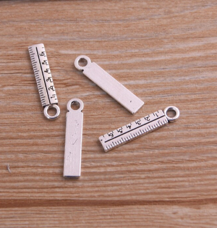 Металлическая подвеска "Линейка" серебро, размер 24*5 мм, 5шт