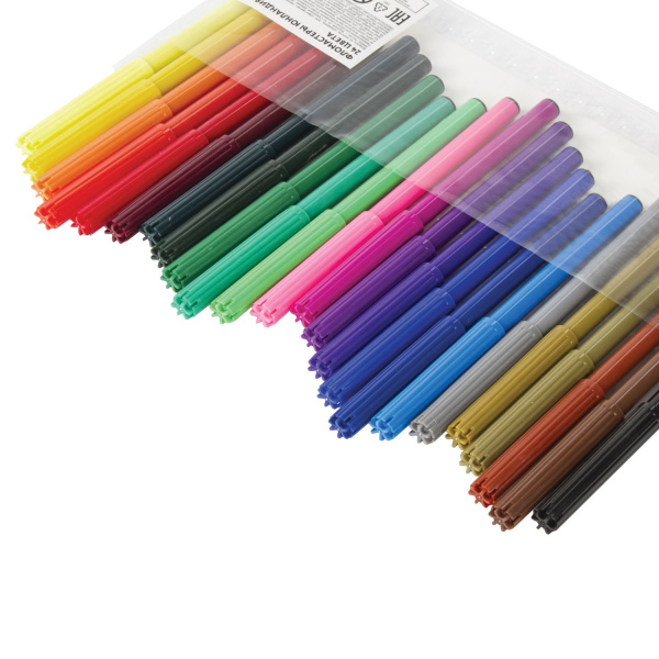 Фломастеры ЮНЛАНДИЯ 24 цвета, "УРОКИ РИСОВАНИЯ", вентилируемый колпачок, ПВХ, 151418 - Фломастеры классические