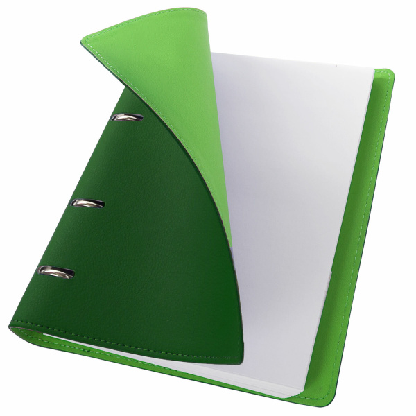 Тетрадь на кольцах БОЛЬШАЯ А4 (240х310 мм), 120 листов, под кожу, клетка, BRAUBERG "Joy", зелёный/светло-зелёный, 404508 - Тетради на кольцах и сменные блоки к ним