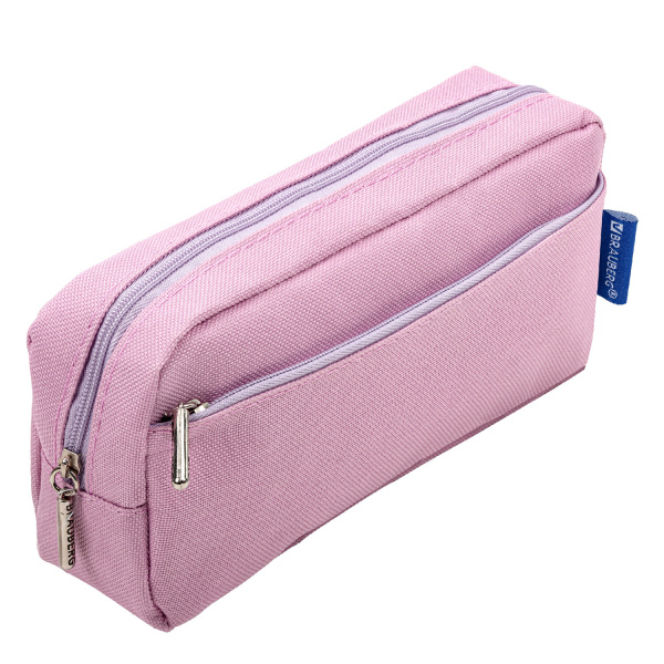 Пенал мягкий BRAUBERG, 2 отделения, ассорти 5 цветов, "Pastel", 21х9,5х5 см, дисплей, 271579 - Пеналы мягкие