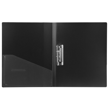 Папка с боковым металлическим прижимом и внутренним карманом BRAUBERG "Contract", черная, до 100 л., 0,7 мм, бизнес-класс, 221786 - Папки с прижимом