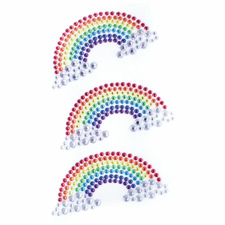 Наклейки готовые из страз РАДУГА, 3 декоративных элемента, 9,5х15,5 см, ОСТРОВ СОКРОВИЩ, 662236 - Стразы для творчества