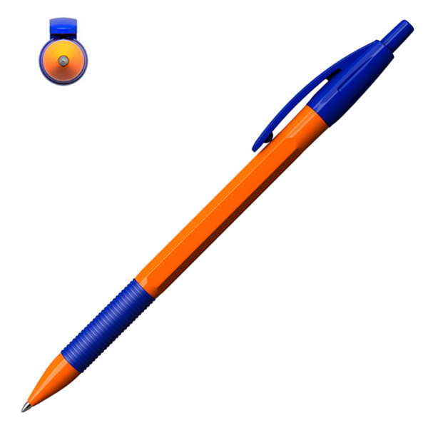 Ручка шариковая автоматическая с грипом ERICH KRAUSE "R-301 Orange", СИНЯЯ, 1,0 мм, линия письма 0,5 мм, 46762 - Ручки шариковые автоматические