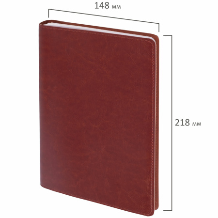 Тетрадь А5 (148x218 мм), BRAUBERG "Office PRO", гибкая, под кожу, гребень, 80 л., коричневая, 111044 - Бизнес-блокноты и бизнес-тетради