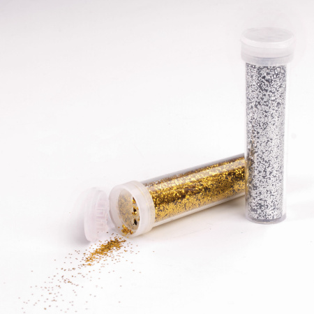 Блестки (глиттер) для декора, поделок, DIY, творчества, оформления, ОСТРОВ СОКРОВИЩ, НАБОР золото, серебро, 6 шт по 6,5 г, блистер, 662228 - Блестки для декора