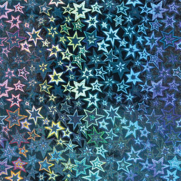 Цветная бумага, А4, ГОЛОГРАФИЧЕСКАЯ САМОКЛЕЯЩАЯСЯ, 8 листов 8 цветов, "ЗВЕЗДОЧКИ", ОСТРОВ СОКРОВИЩ, 129286 - Цветная бумага