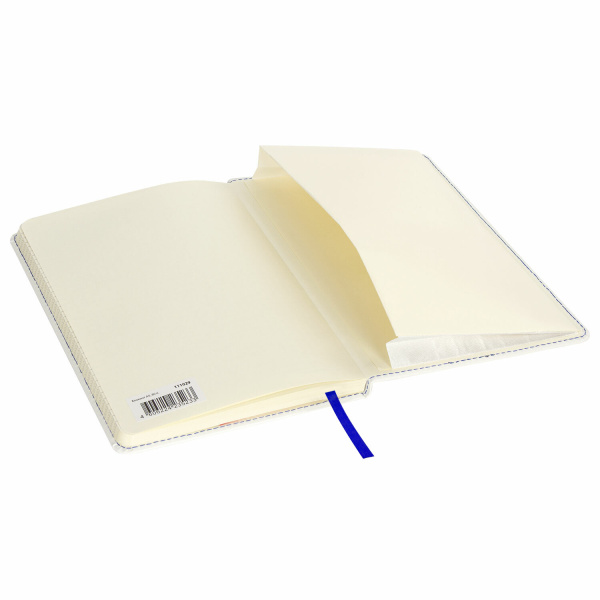 Блокнот А5 (148x218 мм), BRAUBERG "Office", под кожу, 80 л., резинка, клетка, белый, 111029 - Бизнес-блокноты и бизнес-тетради