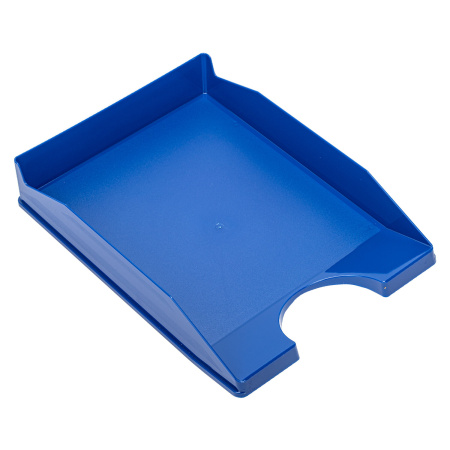 Лоток горизонтальный для бумаг КОМПЛЕКТ 2 шт., BRAUBERG "Modern", 346х254х61 мм, синий, 238027 - Лотки горизонтальные (поддоны)