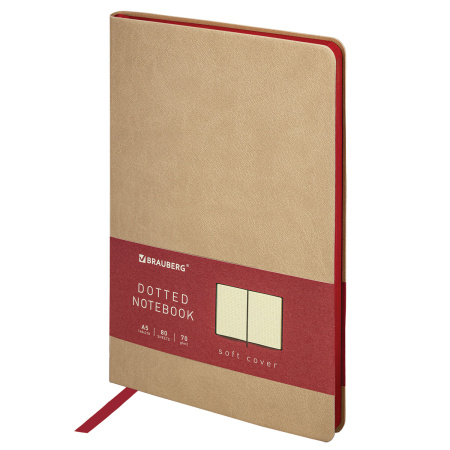 Блокнот А5 (148x218 мм), BRAUBERG "Metropolis Mix", под кожу, 80 л., в точку, бежевый, 113317 - Бизнес-блокноты и бизнес-тетради