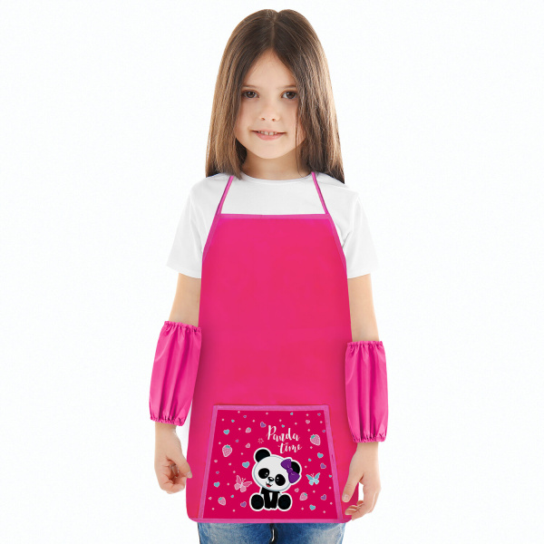 Фартук с нарукавниками для уроков труда ПИФАГОР, 1 карман, 44x55 см, "Panda Time", 271644 - Аксессуары для рисования
