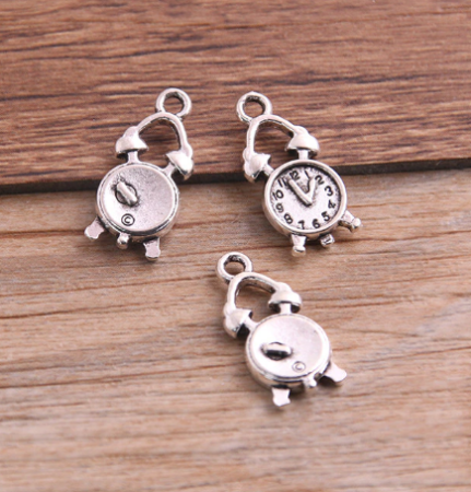 Металлическая подвеска "Будильник" размер 18*9 мм, 10 шт