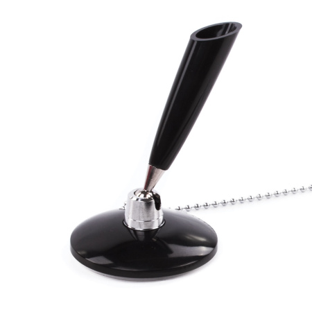 Ручка шариковая настольная BRAUBERG "Стенд-Пен Блэк1", СИНЯЯ, цепочка, корпус черный, линия письма 0,5 мм, 140889 - Ручки шариковые на подставке